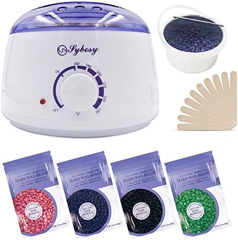 Sybosy Wax Heater Electric Hair Removal Waxing Kit with 14 oz Hard Wax Beans and Wax Applicator Sticks