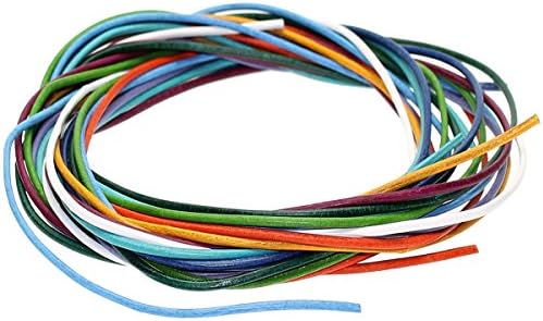 Stylish Genuine Leather 10 Cords Bundle - mixed colours, round Ø 2 mm, 100 cm length, for DIY Jewelry Making, Crafting or Braiding.