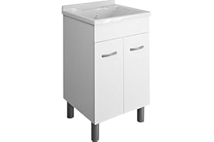 JO-BAGNO.IT Armario lavadero P 50 L 50 ATHENA con pilozzo tabla de lavado y sifón resistente al agua y a la humedad (50 x 50)