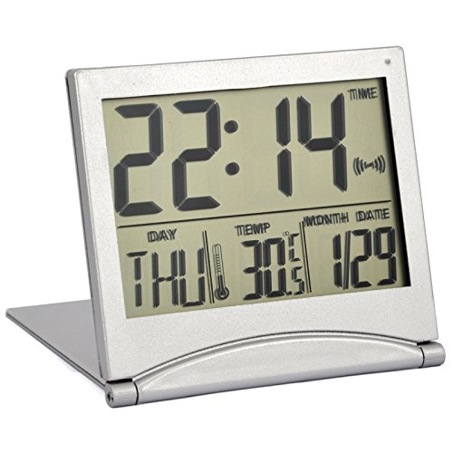 Trixes Wecker Uhr Silber Digital LCD Schreibtischuhr Temperatur - 5