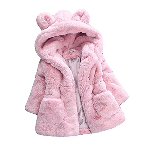 Gaoruibaby Girls Kids Hooded Rabbit Coat Faux Fur Warm Jackets