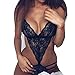 Produktbild Riou- Unterwäsche Satz Damen Reizvolle Erotik Dessous Set BH Slips Spitze Wäsche Versuchung Nachtwäsche Set Babydoll Sommer Reizvolle Standshorts (XLW, Schwarz)