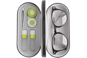 alladaga Kontaktlinsenbehälter mit Spiegel 2 in 1 Travel Brillenetui