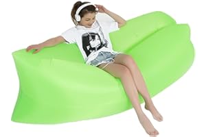 FYKTIK Inflatable Sofa, Waterproof Air Lounger Portable Blow Up Sofa Hammock Bed, Lightweight Blow Up Chair for Camping, Beach, Garden, Pool, Hiking, Picnics (Green)
