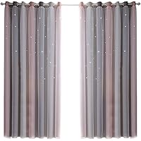 Festnight Vorhang Blickdicht Vorhang Kinderzimmer Junge Mädchen mit Sternen 100% Polyester Bunte Doppelschicht…