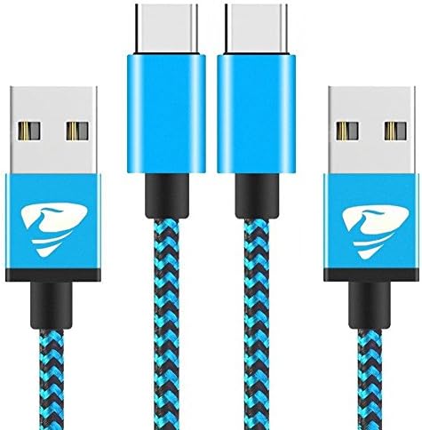 USB Type C Cable Rephoenix USB C Cable (2Pack) Nylon Braided USB Cables for Samsung Galaxy S8, Huawei P9, Nexus 6P,Nintendo Switch, New Macbook,and More 3.3ft/1m Blue