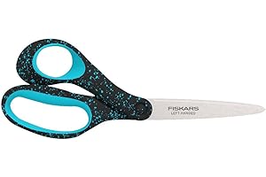 Fiskars Forbici per Ragazzi di 15-18 Anni, Per Mancini, Lunghezza Totale: 20 cm, Acciaio Inox/Plastica, Nero con Puntini Turchese, 1067869