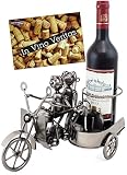 Brubaker Porte-Bouteille de vin - Couple à Moto Side-Car - Métal - Carte de vœux Incluse - Idée Cadeau Originale - Objet décoratif