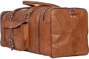 ALASKA EXPORTS Torba podróżna z prawdziwej skóry w stylu vintage, torba weekendowa, torba na noc, torby podręczne, bagaż podręczny, torba sportowa, torba na siłownię, Brązowy - Styl 2, 24" Inches,