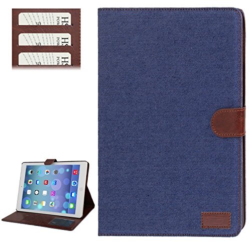 wkae Schutzhülle Fall Cover Denim Textur Leder Case mit Kreditkartenfächern & Halter & Sleep/Wake-Up Funktion für iPad Air (Farbe: Blau)