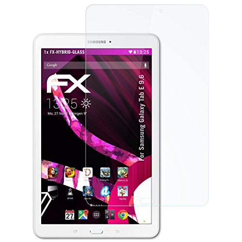 Samsung Galaxy Tab E 9.6 Glasfolie - atFoliX FX-Hybrid-Glass hartbeschichtete elastische 9H Kunststoffglas Folie