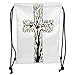 Produktbild ZKHTO Drawstring Sack Backpacks Bags,Baptism,Cross Tree Shape Blooms Religious Spirituality Orthodoxy Decorative Design Art,Apple Green Maroon Soft Satin,5 Liter Capacity,Adjustable String Cl