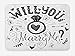 Produktbild BABIQQ Engagement Party Bath Mat, Western Themed Will You Marry Me Quote with Hearts Celebration Image, Plush Bathroom Decor Mat with Non Slip Backing, 23.6 W X 15.7 W Inches, Black and White