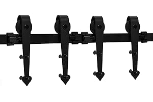 CCJH 10FT/304cm Black Sliding Barn Wood Door Hardware Track Kit Track System for Double Door,Heart Shape