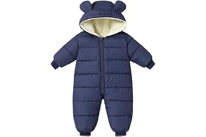 BRONG Bebé Niñas Niños Traje De Nieve Invierno Mameluco Abrigo Recién Nacido Grueso Cremallera Mono Bebé Cortaviento con Capucha Polar Pelele Ropa de Abrigo
