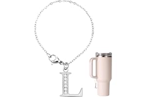 NQEUEPN Letter Pendant for Stanley Cup, Rhinestones Charm Alphabet Chain Personalized Identification Name ID Letter Handle Accessories for Water Bottle Tumbler Stanley Cup
