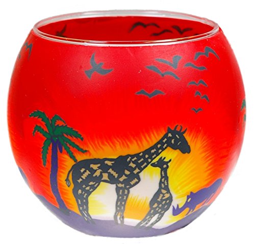 Himmlische Düfte Geschenkartikel GmbH Safari Tea Light Holder, Glass, Multi-Colour, 11 x 11 x 9 cm