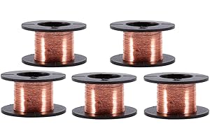 TYENAZA 5 Stück 0,1 mm Magnetdraht, Kupferlackdraht Isoliert Magnet Drah Elektrischer Draht Kabel Kit 12m Emaillierter Spulenwickeldraht für Verbinden oder Löten