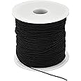 Grab Mantra DIY Elastic String, 100 Meters 0.8 mm Black Elastic String Stretch Cord Beading Thread for Bracelet Making Jewelry Craft (Black)
