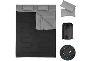 SOARS Saco de dormir doble para 2 personas, saco de dormir con 2 almohadas y bolsa de transporte, saco de dormir impermeable de invierno para adultos, saco de dormir al aire libre para camping,