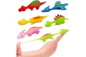 RABLUE 15Pcs Slingshot Dinosaur Finger Toys, Stretchy Dinosaur Finger Slingshots Finger Flying Dinosaur Toys, Rubber Flicking Dinosaur Children Pranks Toys Gift for Kids Age 3+ (15Pcs Random Color)
