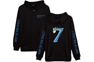 HEY XQ Unisex Map of The Soul 7 Hoodie Pullover Full Zip Kapuzenpullover Kpop Army Suga Jimin Jin Jung Kook J-Hope RM V Sweatshirts für Herren Damen Mädchen Fans