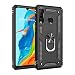 Produktbild Hülle Huawei P30 Lite, Handyhülle mit Displayschutz/Schutzhülle Schutz Tasche Militär Stoßfest/PC + TPU 2-in-1/Tough Armor/360° Drehbar Ständer [Fit Magnet Autohalterung] für Huawei P30 Lite-Schwarz