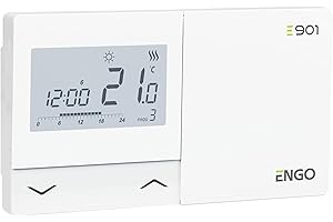 ENGO E901 Wired Thermostat Central Heating Controller Combi Boiler Thermostat Battery Powered 2 Wire Heating Control Replace Dial Room Thermostat 5 Year Warranty