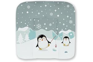 Kikido Wickelauflage 75x70 cm - Pinguine - Baby Wickelauflagen Wasserfest, Abwaschbar und Pflegeleicht - Wickelunterlage Weich Tragbare, Leicht zu Reinigen - Universal-Wickelauflage 70x75