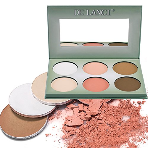 DE'LANCI Makeup Contour Kit Highlight und Bronzing Powder-Palette mit Spiegel