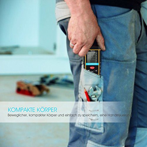 Tacklife Advanced Laser Entfernungsmesser Distanzmessgerät 0,05~100m/±2mm Distanzmesser distanz messgerät mit LCD Hintergrundbeleuchtung, inkl.Batterie und Schutztasche - 6