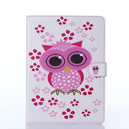 iPad Air 2 Hülle, iPad 6 Hülle,Ukayfe iPad Hülle Schutzhülle Etui Tasche für Apple iPad Air 2/iPad 6 Smart Case Ledertasche Schutzhülle Hüllen Tasche Leder Hülle Ultra Slim Lederhülle Flip Case Etui mit Standfunktion für iPad Air 2/iPad 6 mit 1x Schwarz Eingabestift (iPad Air 2/iPad 6:Rosa Niedlich Eule Muster) - 2