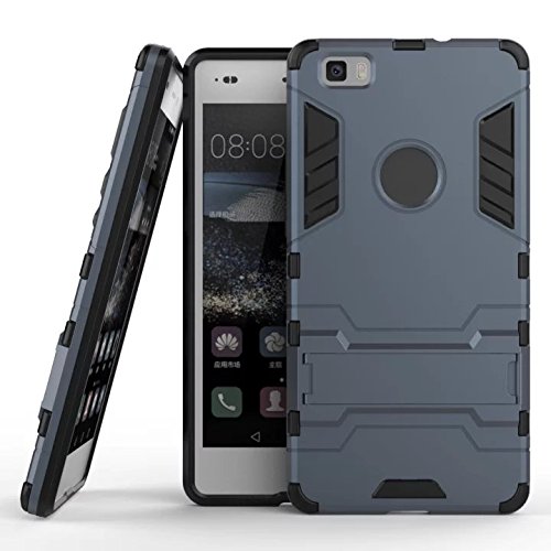 Wkae   Huawei P8 Lite funda 2 en 1 Nueva Armour estilo duro h    brido de doble capa de armadura Defender PC Hard Fundas con Soporte  prueba de golpes Caso  para Huawei P8 Lite  Blue-Black 