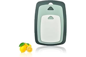 BASUIT 3 Pcs Chopping Board - Kitchen Cutting Boards, Cutting Tray, Different Sizes, Dishwasher Safe, Multicolour,Non-Slip BPA Free Plastic Chopping Board for Vegetables and Fruits, Meat(Green,S+M+L)
