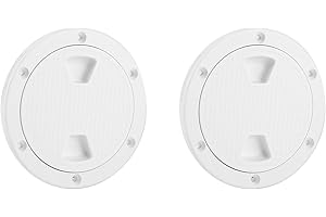 UPALDHOU 2 Pcs Boat Round Inspection Hatch, 4in ABS Deck Plate Round White Anti UV Wear Proof Screw Out Boat Inspection Hatch Cover