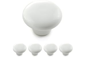Möbelknöpfe 4er Set aus Porzellan/Keramik weiß – Möbelgriff Türknauf Schrankgriff Schrankknopf Möbelknauf – Knauf & Griff in Vintage Shabby Landhaus Antik für Möbel Schublade Schrank by Ganzoo