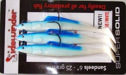 TraceAce Tackle Brand New For 2011,Blue/White 6" Sidewinder Sandeels,