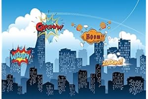 Renaiss 2.2x1.5m Super-héros Toile de Fond Bande dessinée Paysage Urbain Fond pour la Photographie garçon Fille Enfant fête d'anniversaire décoration Photo Youtube vidéo Shoot Studio Accessoires