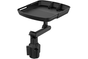 GANQUER Cup Holder Tray Table, Car Drink Holders Tray with Phone Holder, 360º Rotation Adjustable Stretchable Non-Slip Car Tray for Eating, Portable Car Interior Organizer Accessories