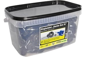 VOSS.farming 260x Anillo aislador para Hilo, Cinta conductora, Cable para Pastor eléctrico, con Tornillo para Madera + Accesorio para Montaje