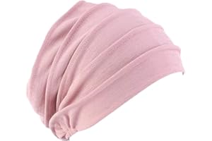 Pluto & Fox Gorra Beanie De Tela Turbante para Cabeza con Cinta De Goma por Detrás De Mujer para Dormir Cáncer Quimioterapia Chemo Oncológico Noche Pèrdida de Pelo Cabello