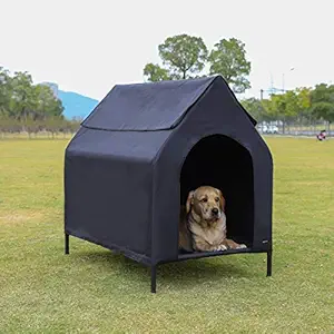 AmazonBasics Elevated Portable Pet House - Medium, Black