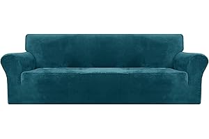 ‎XINEAGE XINEAGE Samt Sofaüberzug 4 Sitzer, Stretch Sofa überzug für Wohnzimmer, Dicke Weiche Sofaüberwurf, Rutschfester Sofa Cover für Hunde, Haustiere (4 Sitzer, Dunkelgrün)