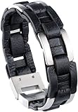 St. Leonhard Armband: Herrenarmband aus Edelstahl und Kunstleder (Unisex-Armband)