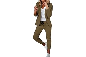 QWUVEDS Conjunto de traje de dos piezas para mujer, traje de oficina, chaqueta de manga larga, traje ajustado, chaqueta de pantalones, traje de terciopelo, top de verano, conjunto de mujer, traje de