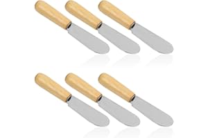 Spalmatore per burro con manico in legno, 4 pollici, spalmatore per condimento per crema di formaggio SourceTon, set di 6