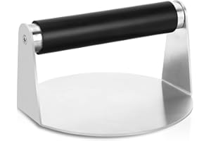 icyant Presse à Hamburger, Presse à Viande Robuste 5.51in Acier Inoxydable Presse Hamburger en Antiadhésive Anti-brûlure Ronde Bacon Presse Presse à Viande Presse pour Panini Griller Steak Burger