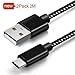 Produktbild WZS® USB C Kabel [ 2 Stück ] 2M Nylon Braided USB Typ C Kabel für Samsung, Google Nexus 5X / Nexus 6P / Pixel XL, OnePlus 2 / 3, Lumia 950 / 950XL, Huawei P10 und anderen USB Typ-C unterstützte Geräte Schwarz