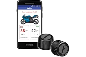 FOBO Bike 2 Reifendruck-Kontrollsystem mit App - Intelligentes Bluetooth 5.0 Reifendrucksensor Reifendruckkontrollsystem für Motorräder Reifendruckmesser Reifendruckprüfer Manometer - Schwarz