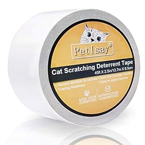 PetIsay Cinta disuasoria antiarañazos para Gatos, Ayuda para el Control de arañazos, Cinta Adhesiva de Doble Cara para Entrenamiento de Gatos, Transparente, 6.5 CM x 13.7 M (Rollo Individual)